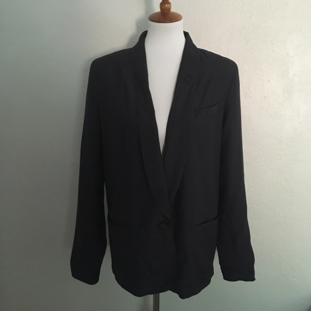 Navy Blue Topshop One-Button Blazer
